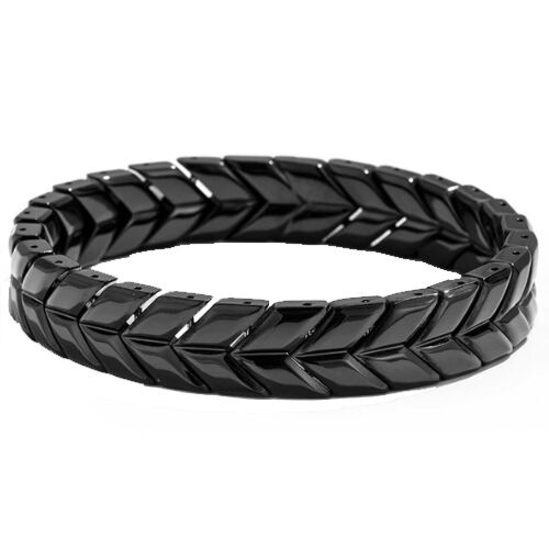 ***COI Titanium Black/Gold Tone/Silver Bracelet With Steel Clasp(Length: 8.27 inches)-01221A