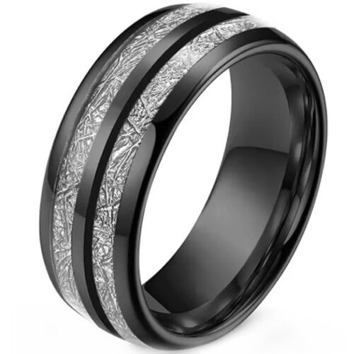 ***COI Black Titanium Meteorite Dome Court Ring-01234A