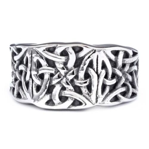 ***COI Titanium Black Silver Trinity Knots Celtic Ring-01260A