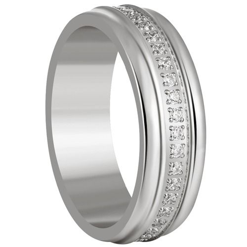 ***COI Titanium Gold Tone/Silver Ring With CNC Cubic Zirconia-01268A