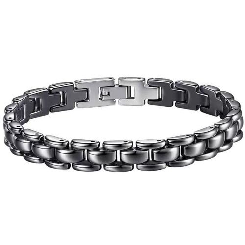 ***COI Titanium Black/White Ceramic Bracelet With Steel Clasp(Length: 7.87 inches)-01286A