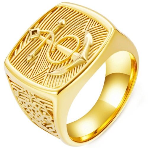 ***COI Titanium Gold Tone/Silver Anchor Ring-01288A