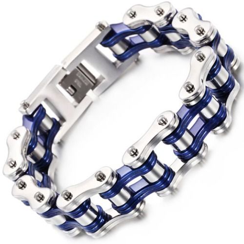 ***COI Titanium Blue Silver Bracelet With Steel Clasp(Length: 8.27 inches)-01296A