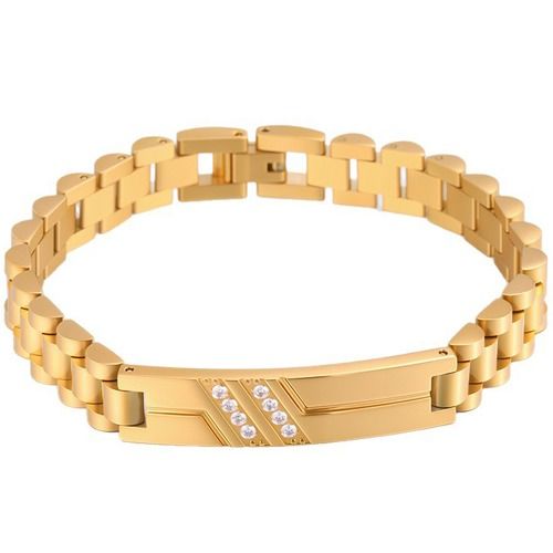 ***COI Titanium Black/Gold Tone/Silver Cubic Zirconia Bracelet With Steel Clasp(Length: 8.27 inches)-01320A