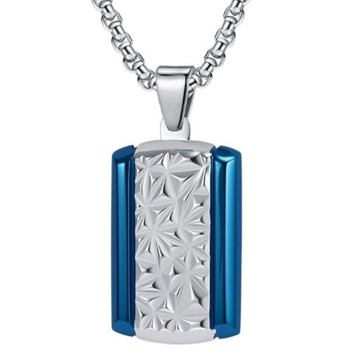 ***COI Titanium Black/Blue Silver Floral Pendant-01328A