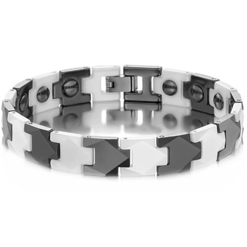 ***COI Titanium Ceramic Bracelet With Steel Clasp(Length: 8.27 inches)-01334A