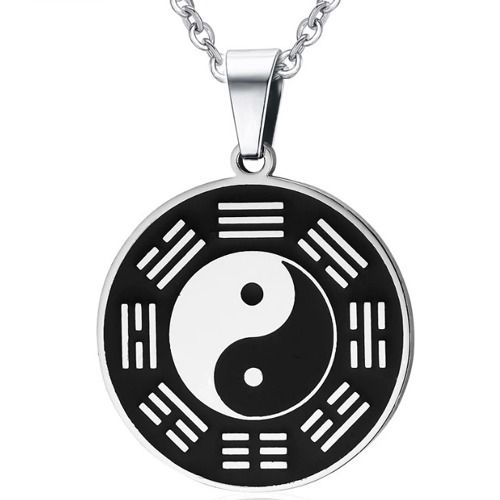 ***COI Titanium Black Silver Yin Yang Pendant-01347A