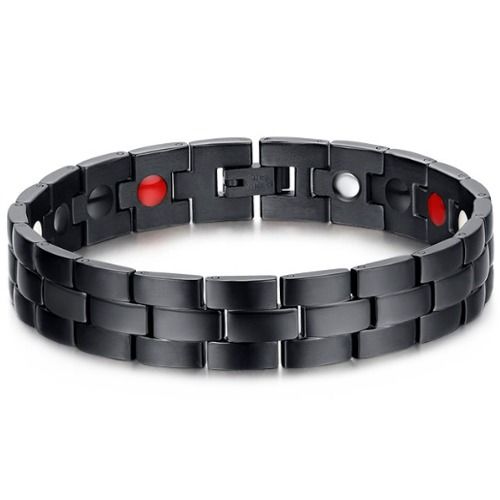 ***COI Black Titanium Bracelet With Steel Clasp(Length: 8.46 inches)-01355A