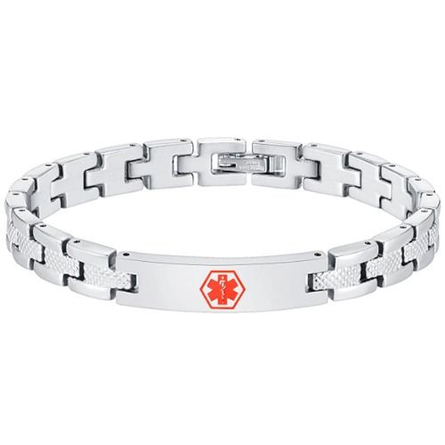 ***COI Titanium Medical Alert Bracelet With Steel Clasp(Length: 7.48 inches)-01363A