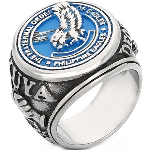 ***COI Titanium Black Blue Silver Eagle Ring-01379A