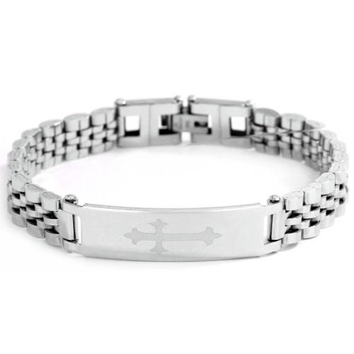 ***COI Titanium Black/Gold Tone/Silver Cross Bracelet With Steel Clasp(Length: 8.27 inches)-01404A