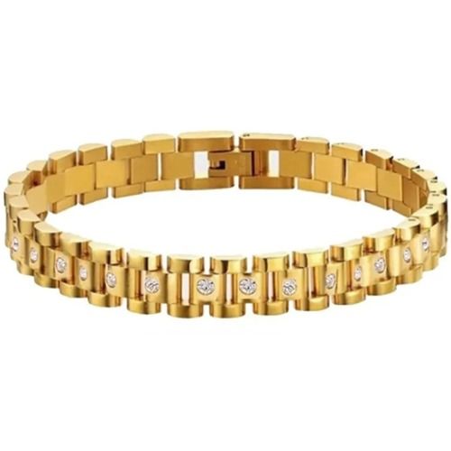 ***COI Titanium Black/Gold Tone/Silver Cubic Zirconia Bracelet With Steel Clasp(Length: 8.27 inches)-01406A