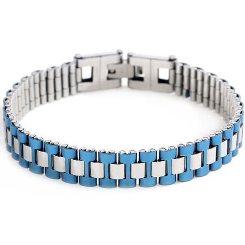 ***COI Titanium Blue Silver Bracelet With Steel Clasp(Length: 8.27 inches)-01409A