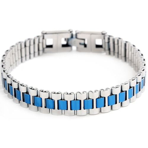 ***COI Titanium Blue Silver/Blue Bracelet With Steel Clasp(Length: 8.27 inches)-01410A