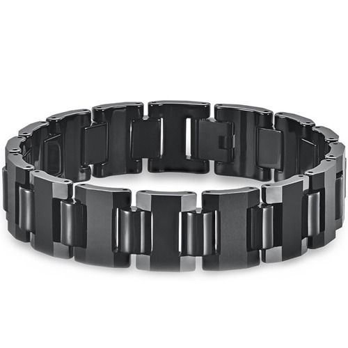 ***COI Black Tungsten Carbide Bracelet With Steel Clasp(Length: 8.27 inches) -01473A