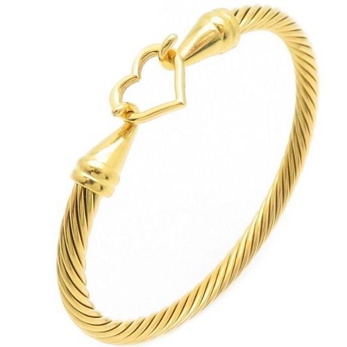 ***COI Titanium Gold Tone/Silver Heart Bracelet With Steel Clasp(Length: 7.87 inches)-01486A