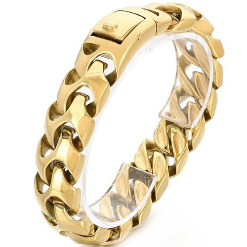 ***COI Titanium Black/Gold Tone/Silver Bracelet With Steel Clasp(Length: 8.66 inches) -01496A