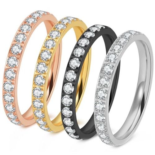 ***COI Titanium Black/Gold Tone/Rose/Silver Ring With Cubic Zirconia-01499A