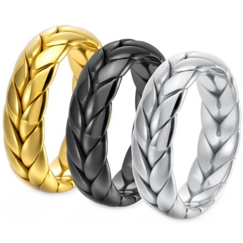 ***COI Titanium Black/Gold Tone/Silver Ring-01520A