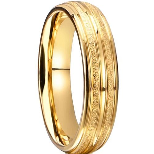 ***COI Tungsten Carbide Gold Tone/Black Sandblasted Ring-01548A