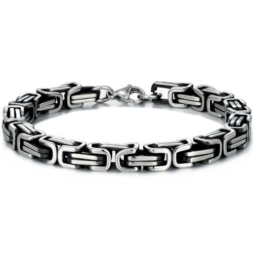 ***COI Titanium Black Silver Bracelet With Steel Clasp(Length: 8.66 inches)-01562A