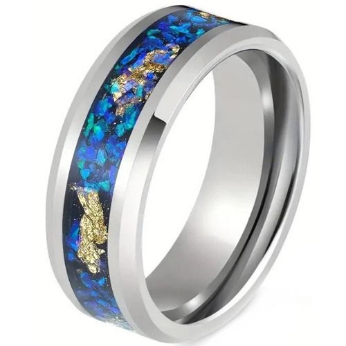 ***COI Titanium Crushed Opal & Gold Foil Beveled Edges Ring-01579A