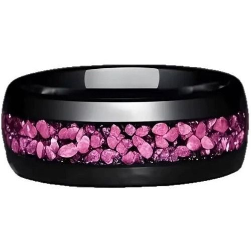 ***COI Black Titanium Created Pink Sapphire Dome Court Ring-01583A