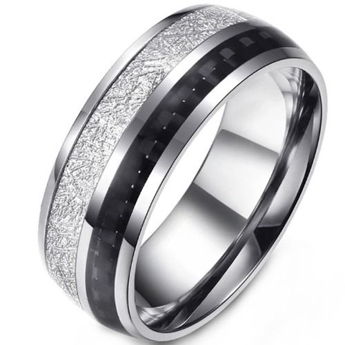 ***COI Titanium Meteorite & Carbon Fiber Dome Court Ring-01589A