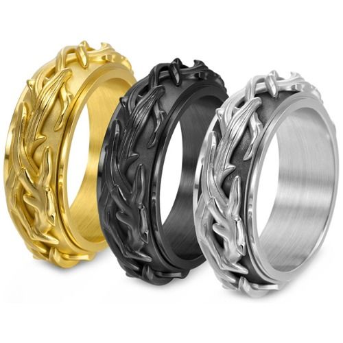 ***COI Titanium Black/Gold Tone/Silver Celtic Ring-01608A