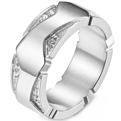 ***COI Titanium Gold Tone/Silver Ring With Cubic Zirconia-01618A