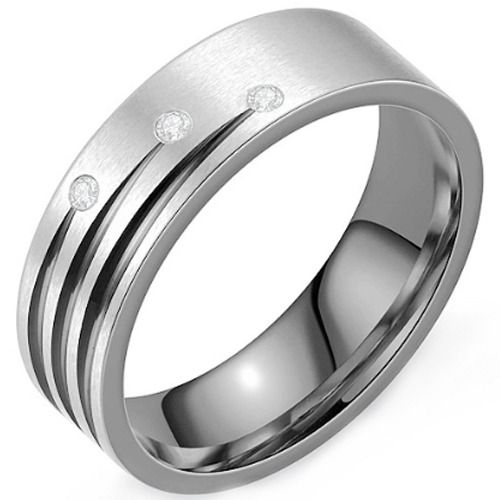 ***COI Titanium Gold Tone Silver/Black Silver Ring With Cubic Zirconia-01622A