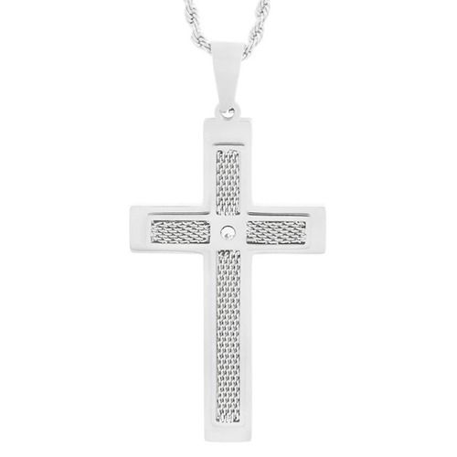 ***COI Titanium Black/Gold Tone/Silver Cross & Wire Pendant-01643A