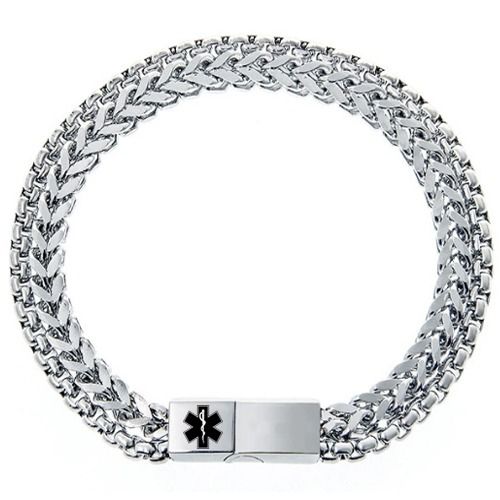 ***COI Titanium Medical Alert Bracelet With Steel Clasp(Length: 8.27 inches)-01650A