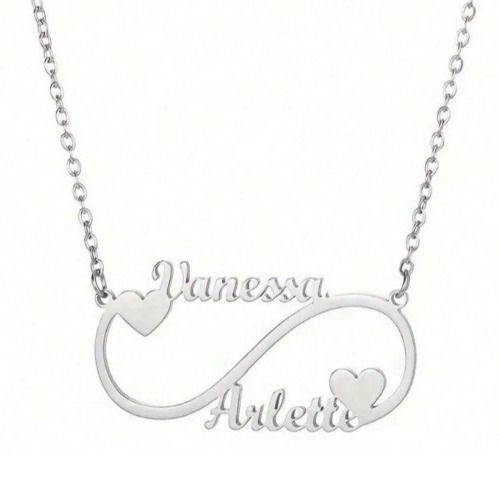 ***COI Titanium Gold Tone/Silver Custom Names Necklace(Length: 19.68 inches)-01673A