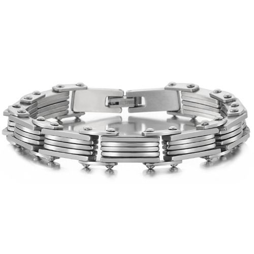 ***COI Titanium Black/Gold Tone/Silver Silver Bracelet With Steel Clasp(Length: 7.87 inches) -01706A