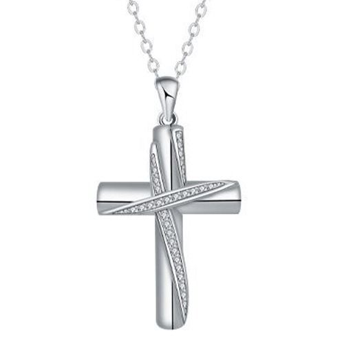 ***COI Titanium Cross Pendant With Cubic Zirconia-01715A