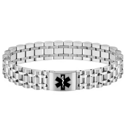***COI Titanium Gold Tone/Silver Medical Alert Bracelet With Steel Clasp(Length: 8.66 inches) -01721A
