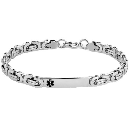 ***COI Titanium Black Silver/Silver Medical Alert Bracelet With Steel Clasp(Length: 8.27 inches) -01730A