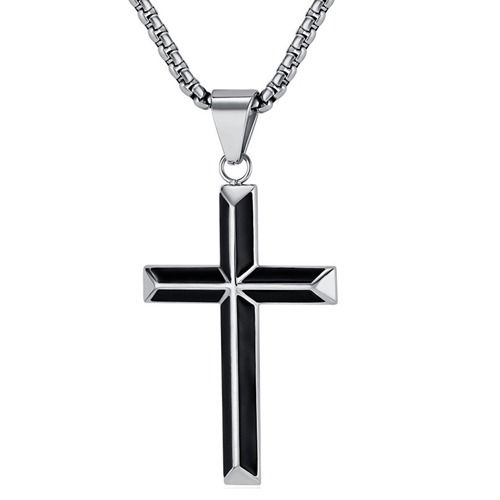 ***COI Titanium Black Gold Tone/Silver Cross Pendant-01752A