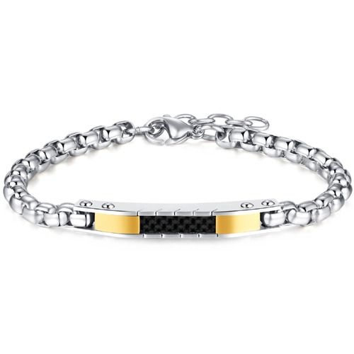 ***COI Titanium Black Gold Tone Silver Bracelet With Steel Clasp(Length: 8.27 inches)-01759A