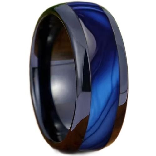 ***COI Black Titanium Abalone Shell Dome Court Ring-01768A