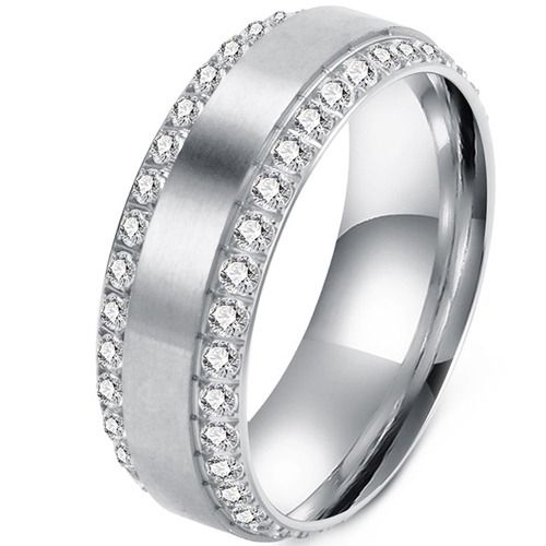 ***COI Titanium Gold Tone/Silver Ring With Cubic Zirconia-01864A