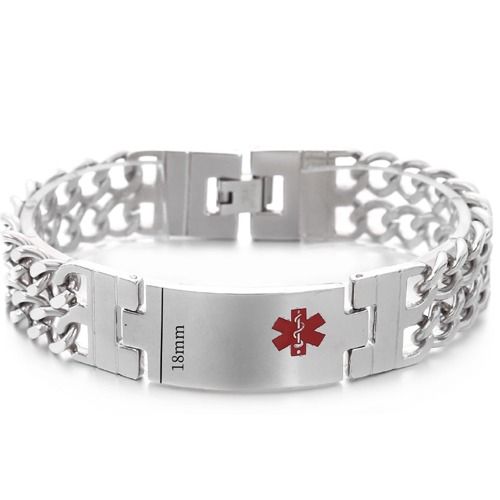 ***COI Titanium Medical Alert Bracelet With Steel Clasp(Length: 8.27 inches) -01871A