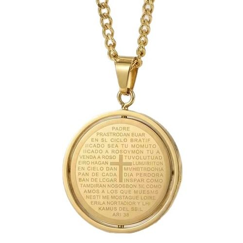 ***COI Titanium Gold Tone/Silver Cross Prayer Pendant-01899A