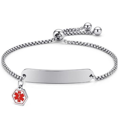 ***COI Titanium Gold Tone/Silver Medical Alert Bracelet With Steel Clasp(Length: 8.27 inches)-01945A