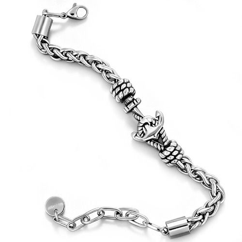 ***COI Titanium Anchor Bracelet With Steel Clasp(Length: 8.27 inches)-01957A