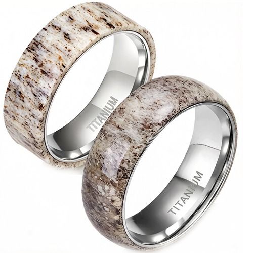 ***COI Titanium Deer Antler Ring-01965A