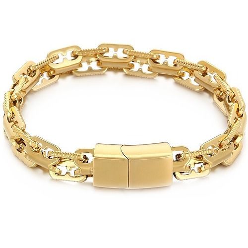 ***COI Titanium Black/Gold Tone/Silver Bracelet With Steel Clasp(Length: 8.27 inches)-01980A