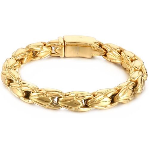 ***COI Titanium Silver/Gold Tone Bracelet With Steel Clasp(Length: 8.66 inches)-01991A
