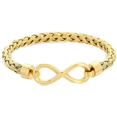 ***COI Titanium Gold Tone/Silver Infinity Bracelet With Steel Clasp(Length: 7.48 inches)-02016A